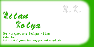 milan kolya business card
